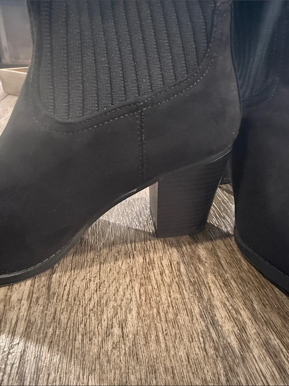 Time and Tru Women’s Black Ribbed Sock Ankle Booties